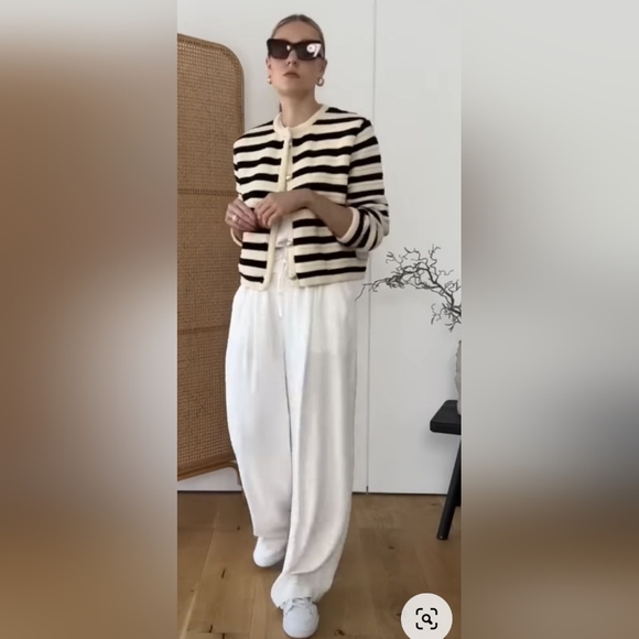 Vintage Denim Crop Striped Jacket Panels Button Down NWT Size L - Picture 13 of 16